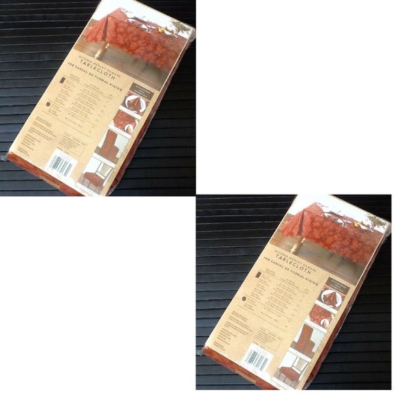 2 SPICE-color Autumn Medley Damask 60x104 inch Tablecloths (each seats 8 to 10) - Picture 4 of 12